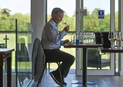 A person drinking champagne